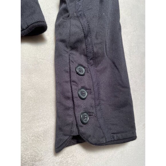 Armani Exchange Womens Black Hooded Jacket Button Details M Dolphin Hem Classic - Picture 11 of 11